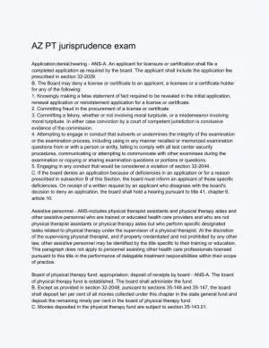 AZ PT Law Jurisprudence Exam With Answers (39 Solved Questions)