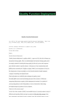 Quality Function Deployment