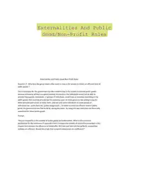 Externalities And Public Good/Non-Profit Roles