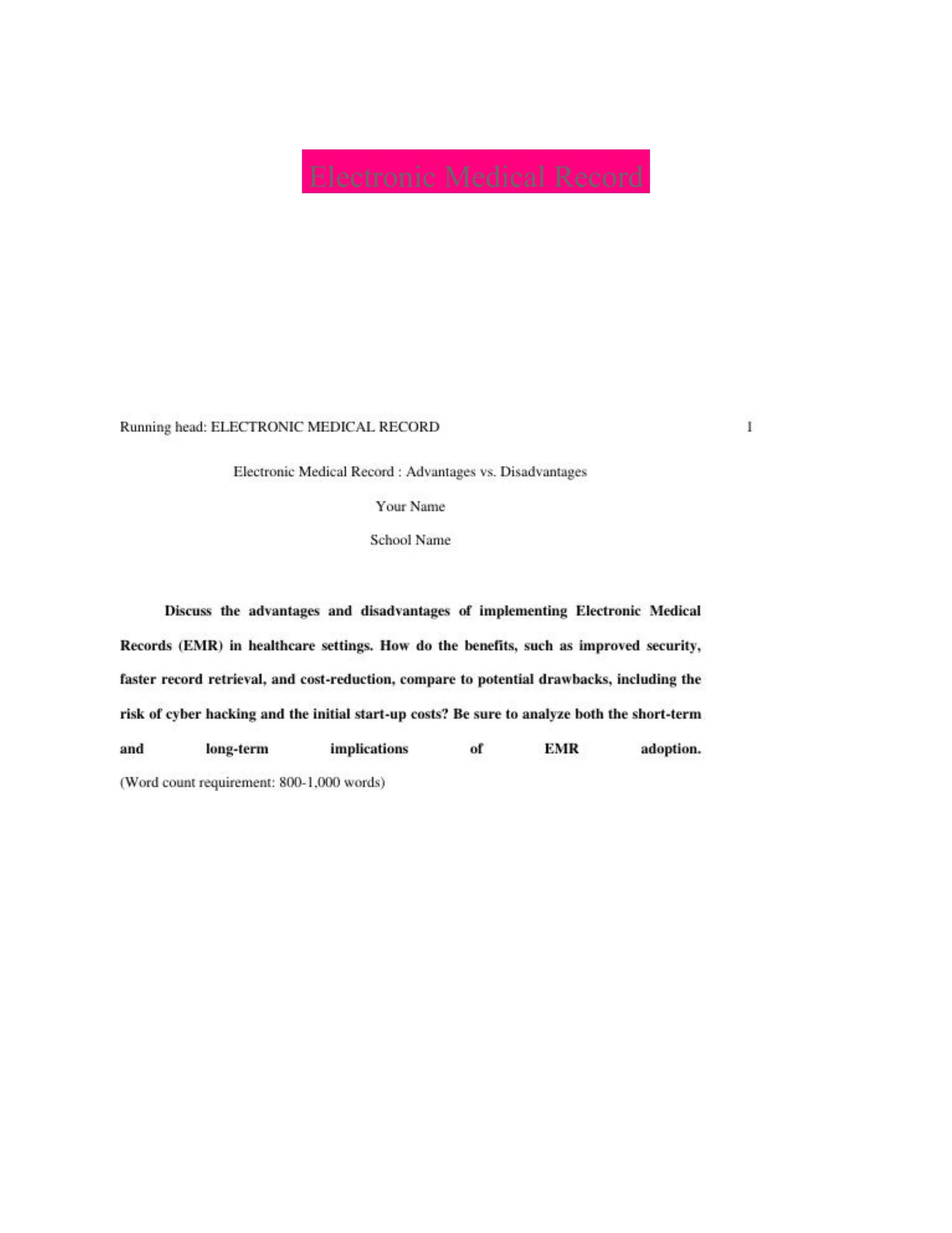 Electronic Medical Record