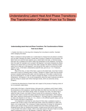 Understanding Latent Heat And Phase Transitions: The Transformation Of Water From Ice To Steam
