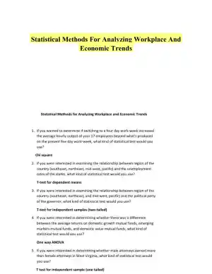 Statistical Methods For Analyzing Workplace And Economic Trends
