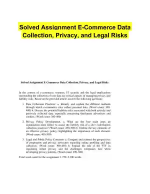 Solved Assignment E-Commerce Data Collection, Privacy, and Legal Risks