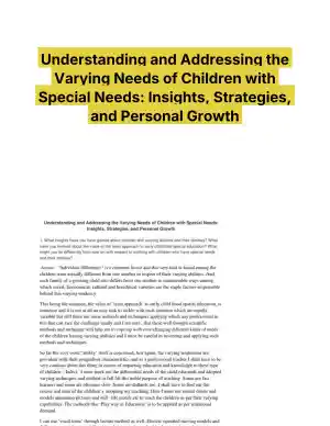 Understanding and Addressing the Varying Needs of Children with Special Needs: Insights, Strategies, and Personal Growth