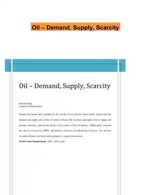 Oil � Demand, Supply, Scarcity