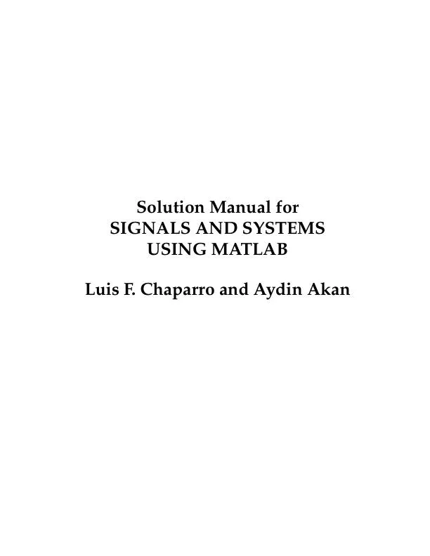 Solution Manual for Signals and Systems using MATLAB , 3rd Edition ...