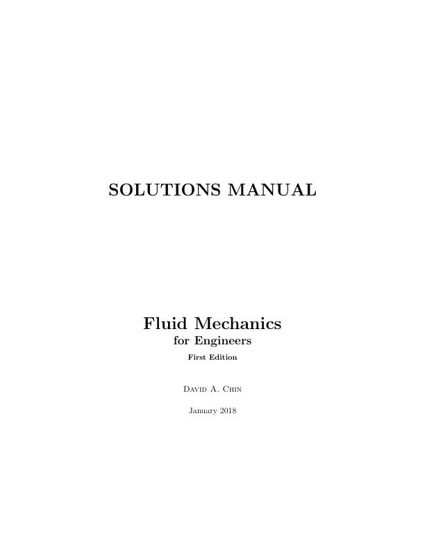 Solution Manual for Fluid Mechanics for Engineers, 2017 Edition