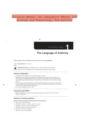 Solution Manual for Laboratory Manual for Anatomy and Physiology, 6th Edition