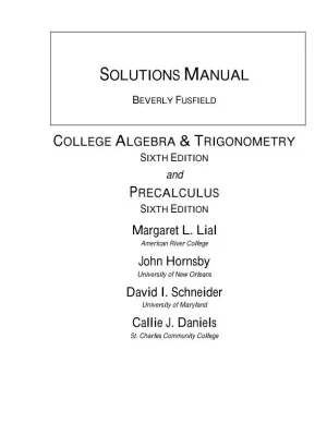 Solution Manual for Precalculus, 6th Edition
