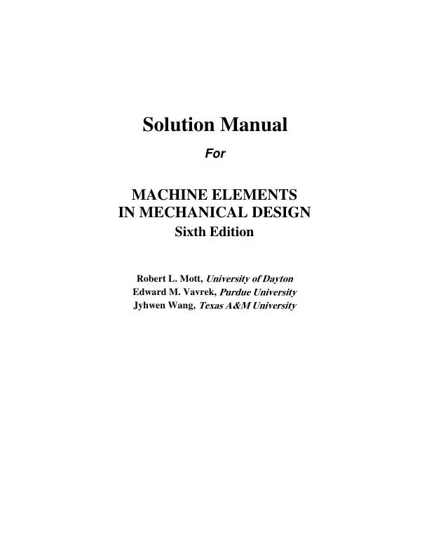 Solution Manual for Machine Elements in Mechanical Design, 6th Edition