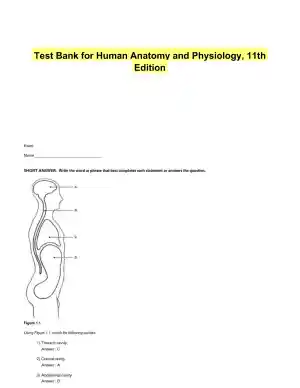 Test Bank for Human Anatomy and Physiology, 11th Edition