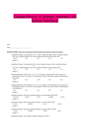 College Physics: A Strategic Approach, 4th Edition Test Bank