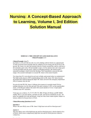 Nursing: A Concept-Based Approach to Learning, Volume I, 3rd Edition Solution Manual