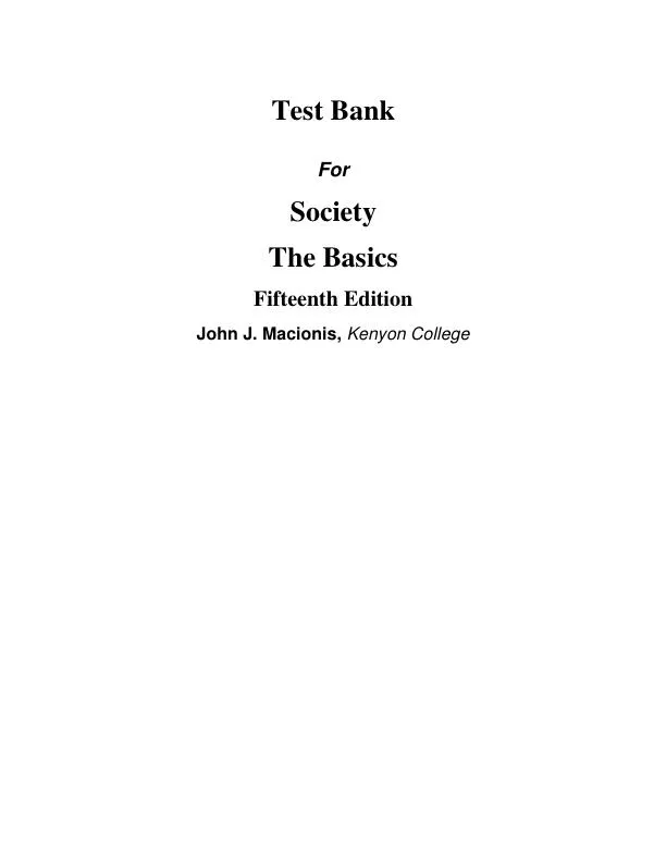 Test Bank for Society: The Basics, 15th Edition