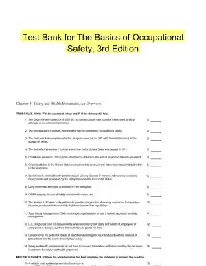 Test Bank for The Basics of Occupational Safety, 3rd Edition