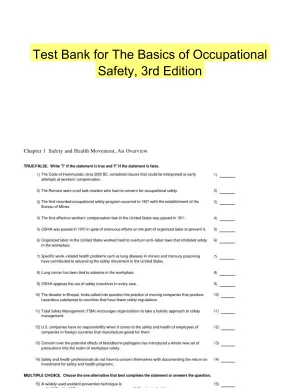 Test Bank for The Basics of Occupational Safety, 3rd Edition