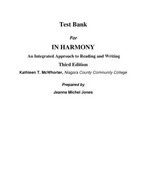 Test Bank for In Harmony: Reading and Writing , 3rd Edition