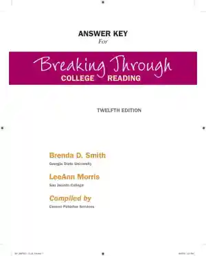 Solution Manual for Breaking Through: College Reading, 12th Edition