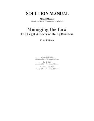 Managing The Law: The Legal Aspects Of Doing Business, 1st Edition Solution Manual