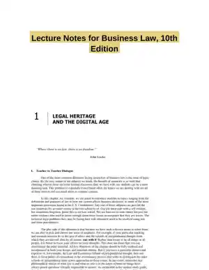 Lecture Notes for Business Law, 10th Edition
