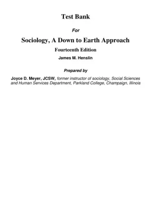 Test Bank For Sociology: Down-To-Earth Approach, 14th Edition