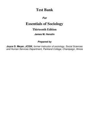 Solution Manual for Essentials of Sociology A Down-To-Earth Approach, 13th Edition