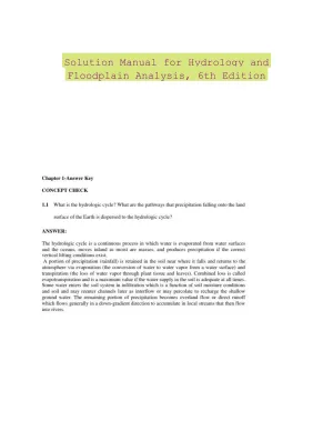 Solution Manual for Hydrology and Floodplain Analysis, 6th Edition