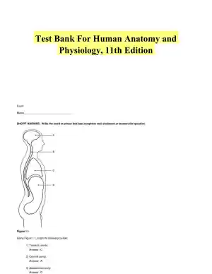 Test Bank For Human Anatomy and Physiology, 11th Edition