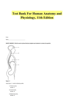 Test Bank For Human Anatomy and Physiology, 11th Edition