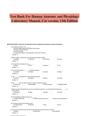 Test Bank For Human Anatomy and Physiology Laboratory Manual, Cat version, 13th Edition