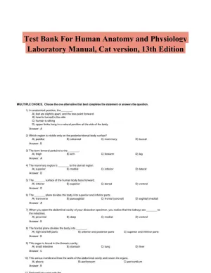 Test Bank For Human Anatomy and Physiology Laboratory Manual, Cat version, 13th Edition