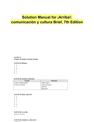 Solution Manual for 'Arriba!: comunicaci'n y cultura Brief, 7th Edition