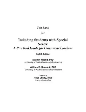 Test Bank for Including Students with Special Needs: A Practical Guide for Classroom Teachers, 8th Edition