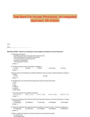 Test Bank For Human Physiology: An Integrated Approach, 8th Edition