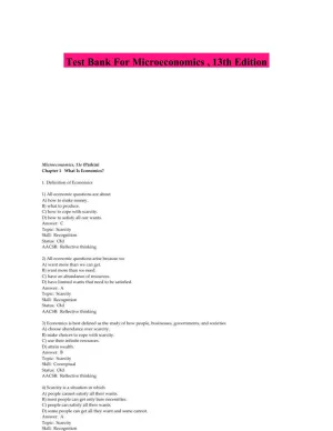 Test Bank For Microeconomics , 13th Edition