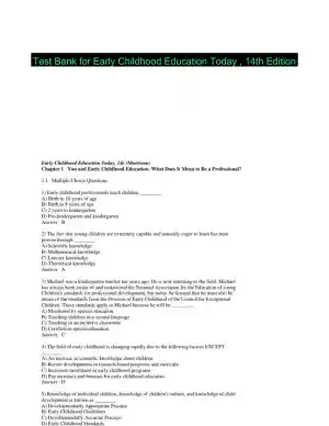 Test Bank for Early Childhood Education Today  , 14th Edition