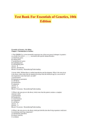 Test Bank For Essentials of Genetics, 10th Edition