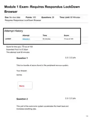 2021 BIOD152 Anatomy and Physiology Module 1 Exam With Answers (28 Solved Questions)