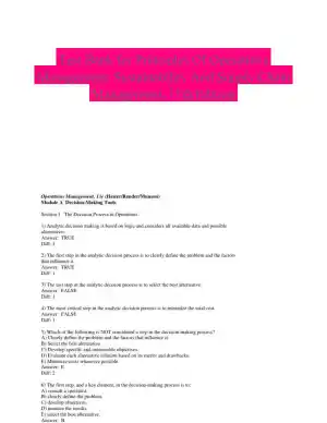 Test Bank for Principles Of Operations Management: Sustainability And Supply Chain Management, 11th Edition