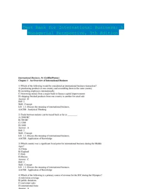 Test Bank for International Business: A Managerial Perspective, 9th Edition