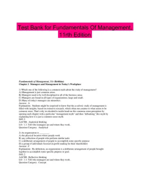 Test Bank for Fundamentals Of Management, 11rth Edition