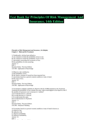 Test Bank for Principles Of Risk Management And Insurance, 14th Edition