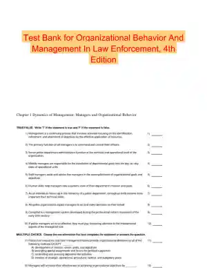 Test Bank for Organizational Behavior And Management In Law Enforcement, 4th Edition