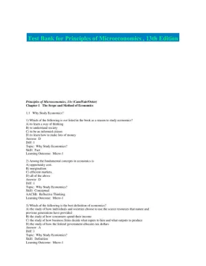 Test Bank for Principles of Microeconomics , 13th Edition