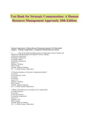 Test Bank for Strategic Compensation: A Human Resource Management Approach, 10th Edition