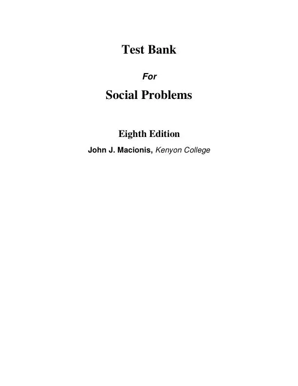 Test Bank for Social Problems, 8th Edition