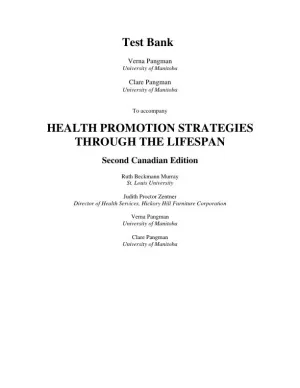 Health Promotion Strategies Through The Lifespan, Second Canadian Edition Test Bank