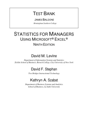 Test Bank for Statistics for Managers Using Microsoft Excel, 9th Edition