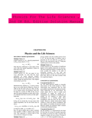 Physics For The Life Sciences , 2nd UK Ed. Edition Solution Manual
