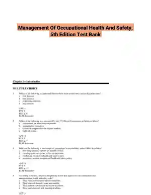 Management Of Occupational Health And Safety, 5th Edition Test Bank